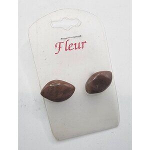 NOS Vintage Fleur Brown Football Shaped Post Earrings NFL Superbowl Party
